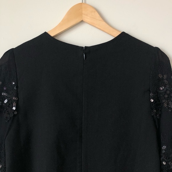 Black sequined long sleeve mini dress - Picture 8 of 10